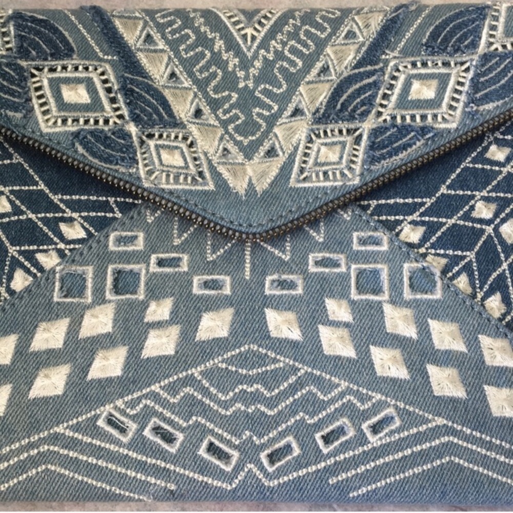 ⭐️SALE⭐️ NWT Rebecca Minkoff Light Denim Clutch - Picture 6 of 8